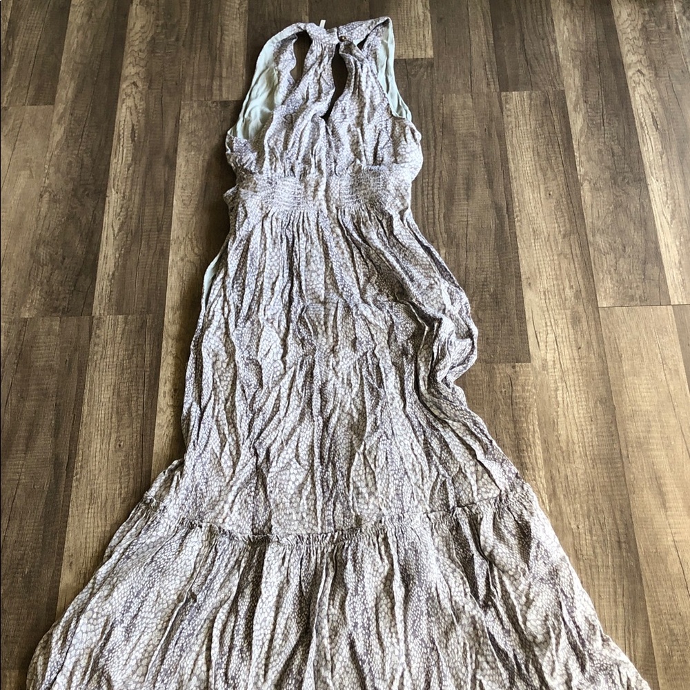 Anthropologie Anthropologie Marfa Dress Snakeskin Gray Motif Tie Wrap Midi 2 - Picture 8 of 11